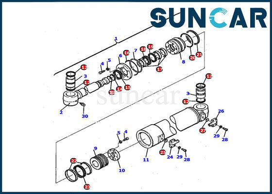 Phoque Kit Gasket de cylindre d'oscillation de boom d'Inner Repair Kit 21D-61-14140 d'excavatrice de PC110R-1 KOMATSU