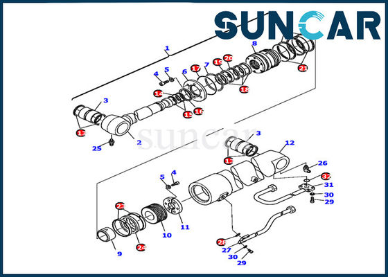 Le cylindre de boom de la résistance à l'usure 226-61-11220 KOMATSU PC110R-1 scellant Kit Excavator Gasket Kit