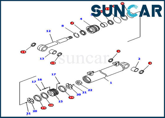 707-99-34620 cylindre de bouteur de chenille de Kit Fits For Models D61PX-15 de joint de réparation d'ascenseur de KOMATSU