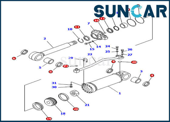 Service Kit For Komatsu D65E-12 D85ESS-2A de remplacement du kit 707-99-52230 de joint de cylindre de ripper