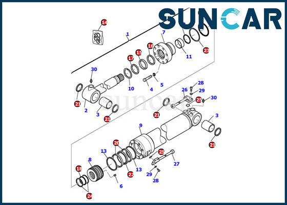 707-99-27650 kit intérieur de garniture de réparation du kit PC110R-1 PC95R-2 de Bucket Cylinder Seal d'excavatrice de KOMATSU