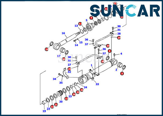 707-99-37340 kit intérieur de garniture de cachetage de réparation de Kit Komatsu Excavator PC128US-2-A de joint de cylindre de boom