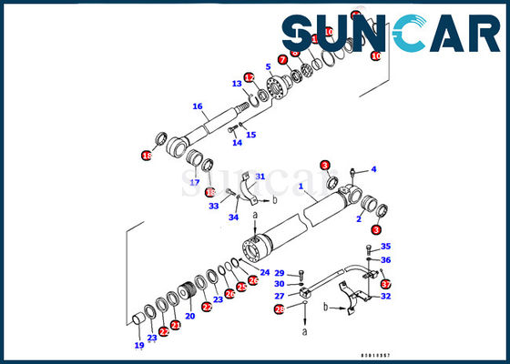 Pièces de réparation intérieures d'excavatrice de KOMATSU PC128US-2-AC du kit 707-99-37350 de joint de cylindre de boom