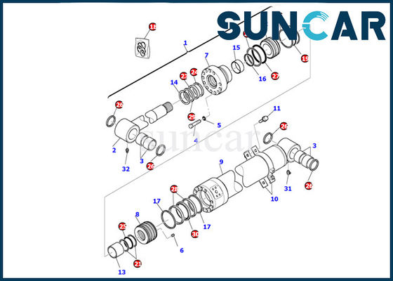 707-99-43300 pièces intérieures du kit PC95R-2 de Kit Komatsu Hydraulic Cylinder Seal de service de cylindre de boom