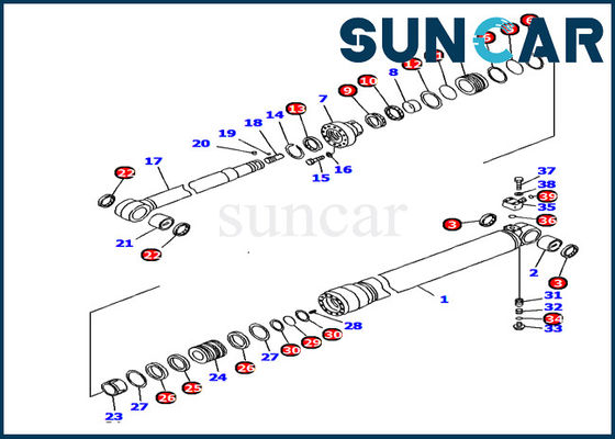 Excavatrice hydraulique Repair Kits Fits KOMATSU PC128US-2-AC du kit 707-99-44390 de joint de cylindre de bras