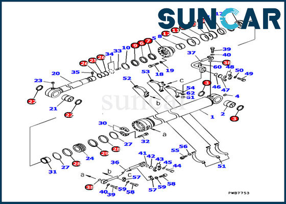 Kits de joint de cylindre de seau du kit 707-99-67290 de service de KOMATSU pour PC1100-6 l'excavatrice Inner Parts