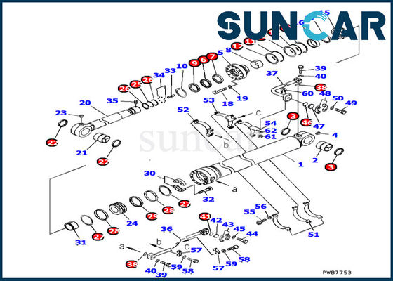 PC1250SP-7 modèle le kit de Kit Komatsu Excavator Inner Repair de joint de cylindre de seau de 707-99-67840 KOMATSU