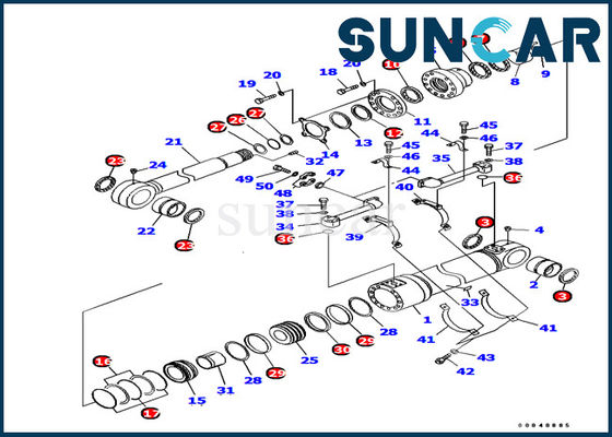 707-99-72370 pièces intérieures de décharge de cylindre de joint de machines inférieures de Kit For Loader KOMATSU PC1250-7