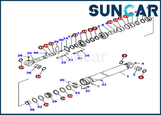 Excavatrice Model de Kit Inner Repair Service Kit PC1250-7 de joint de cylindre de seau de KOMATSU 707-99-72380