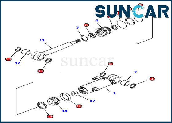 Service hydraulique Kit Machinery Sealing Kit de cylindre de lame de Komatsu 707-98-11300 de l'excavatrice PC12R-8