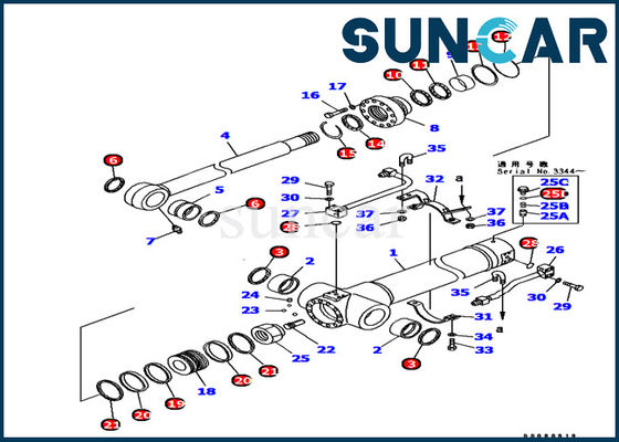 PC128UU-1 cylindre de bras de l'excavatrice 707-99-38710 KOMATSU scellant Kit Equipment Inner Parts