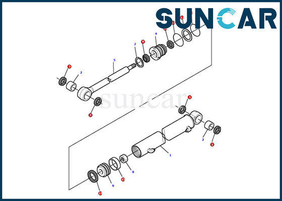 878000497 kit intérieur de cachetage de réparation de Kit Komatsu Excavator PC12R-8 de joint de cylindre d'oscillation de boom