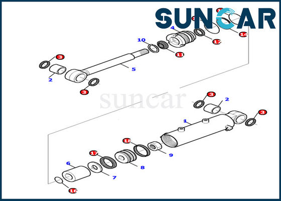 878000499 kit hydraulique d'Inner Parts Gasket d'excavatrice du kit PC15R-8 KOMATSU de joint de cylindre de lame