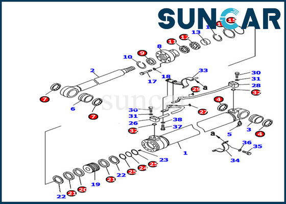 707-99-37180 modèle intérieur de Service Kit Boom Cylinder Seal Kit PC130-8 d'excavatrice de pièce de KOMATSU