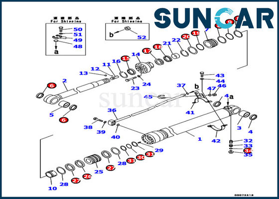 707-99-37190 les pièces intérieures de KOMATSU ajustent le phoque Kit Arm Cylinder Service Kit PC130-8 de cylindre