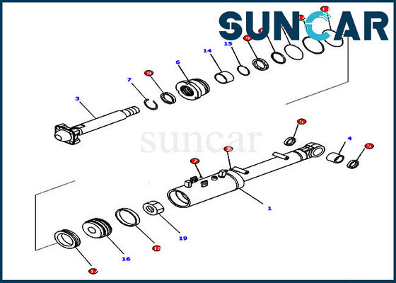 707-99-43390 réparation hydraulique Kit Dozer Sealing Parts For D65PX-17 D65EX-17 KOMATSU de joint d'inclinaison