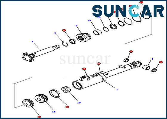 Kit de Kit Dozer Blade Tilt Seal de service de cylindre d'inclinaison et de lancement de D65EX-16 KOMATSU 707-99-43320