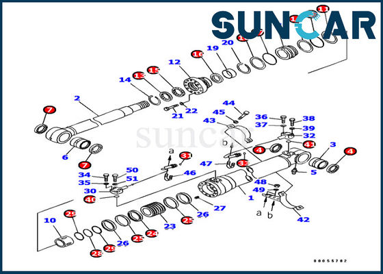 PC180LC-7-E0 KOMATSU 707-99-38760 pièces intérieures de joint de Kit Excavator Service Kit de joint de cylindre de boom