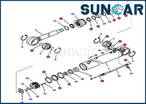 Kit de réparation de cylindre de KOMATSU de bouteur du kit 707-99-36680 de cachetage de cylindre de l'angle D65WX-16