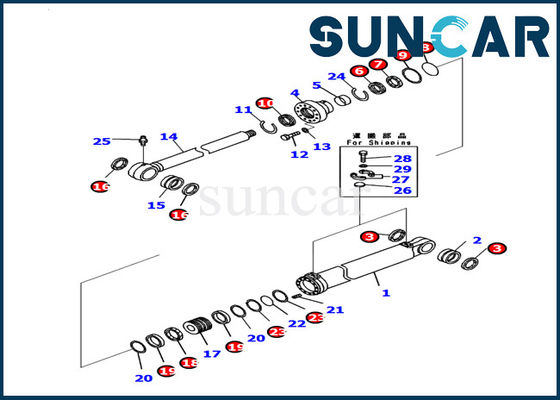 707-99-53310 kit de service de Kit Komatsu Work Equipment Excavator PC130-8 de joint de cylindre de boom