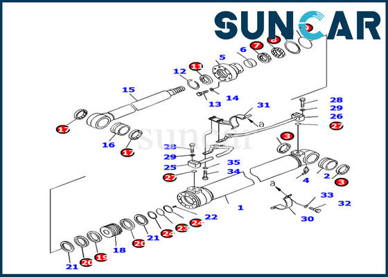 707-99-27460 cylindre de boom de KOMATSU scellant les pièces intérieures de machines de Kit Oil Resistance PC130F-7