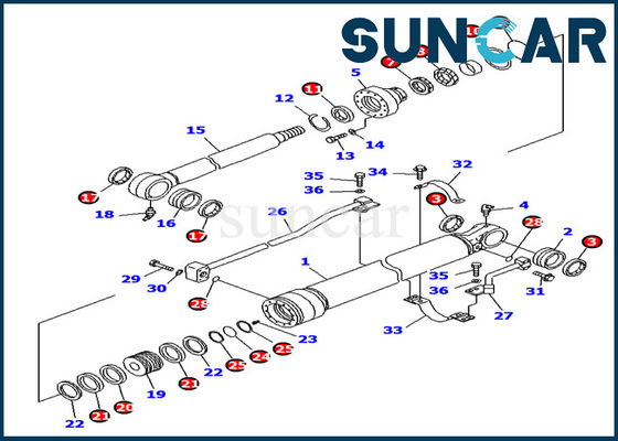 Excavatrice Sealing Kit du kit PC130F-7 KOMATSU de joint de cylindre de seau de la résistance d'huile 707-99-27500