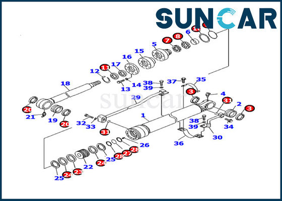 707-99-27590 l'excavatrice Bucket Cylinder Seal Kit Fits Komatsu Inner Parts modèle PC130F-7