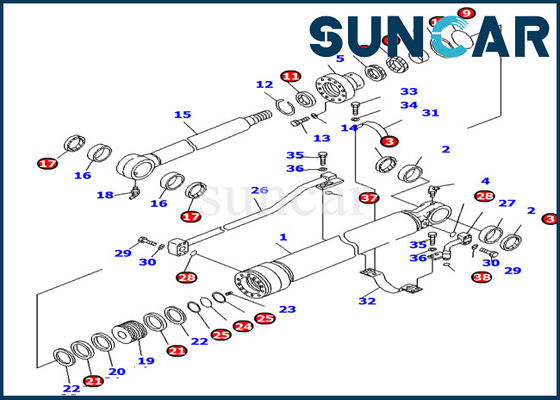 Pièces intérieures de l'excavatrice PC138US-2E de kits de joint de cylindre de seau du kit 707-99-36330 de service de KOMATSU