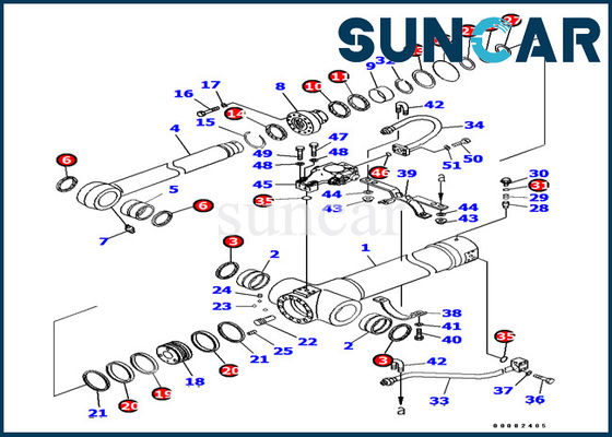 707-99-38440 7079938440 kit de service de CYL d'excavatrice du kit PC138US-8 KOMATSU de joint de cylindre de bras