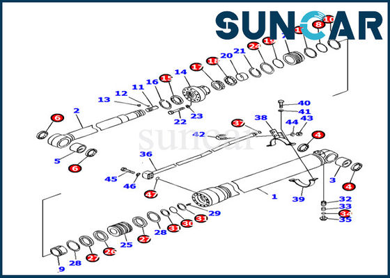 707-99-38780 cylindre de bras scellant la réparation Kit Excavator Replacement de joint de Kit Komatsu PC138US-8