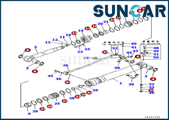 707-99-38820 phoque Kit Machinery Repair Kit de cylindre d'Inner Parts Arm d'excavatrice de KOMATSU PC138US-8