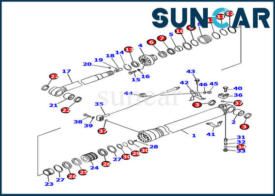 Excavatrice Inner Parts Service Kit Replacement du kit PC130F-7 de joint de cylindre de bras de KOMATSU 707-99-45180