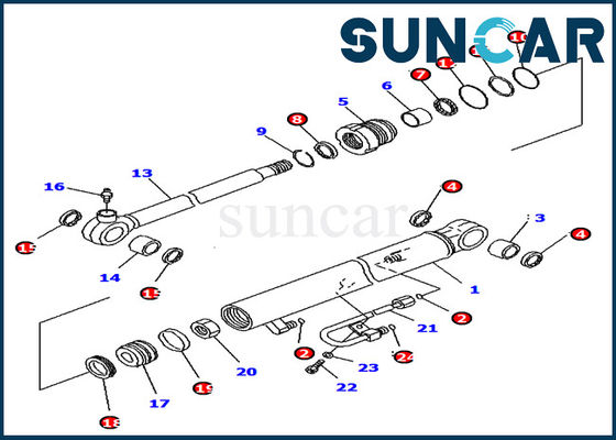 707-98-04700 excavatrice Inner Service Kit de Kit Komatsu PC18MR-2 PC14R-3 de joint de cylindre de seau