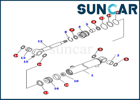 707-98-11220 cylindre hydraulique Assy Repair Kit du kit PC14R-3 de joint de cylindre d'oscillation de boom de KOMATSU