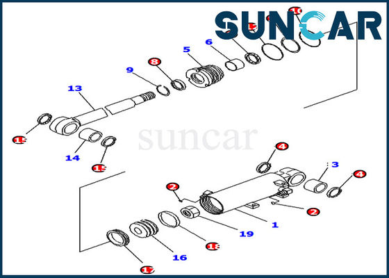 707-98-13900 modèle de Kit Fits Excavator PC14R-2 PC16R-3 PC18MR-3 de joint de cylindre d'ascenseur de lame de KOMATSU