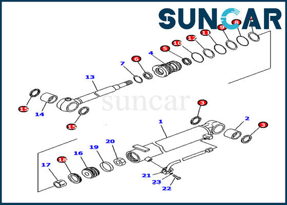 707-98-12380 modèle Service Kit de Kit Hydraulic Cylinder Inner Parts KOMATSU PC15MR-1 de joint de cylindre de boom