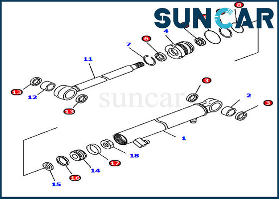 707-98-13970 kit de service de machines de Kit Fits Komatsu Excavator PC15MR-1 de joint de cylindre de bras