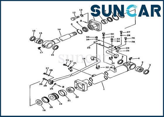 707-98-37510 modèle Repair Service Kit d'excavatrice des kits PC150LC-1 de joint de cylindre de seau de KOMATSU