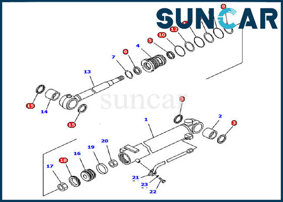 707-98-12330 kit d'Inner Parts Service de modèle de Kit Komatsu Excavator PC15R-8 de joint de cylindre de boom