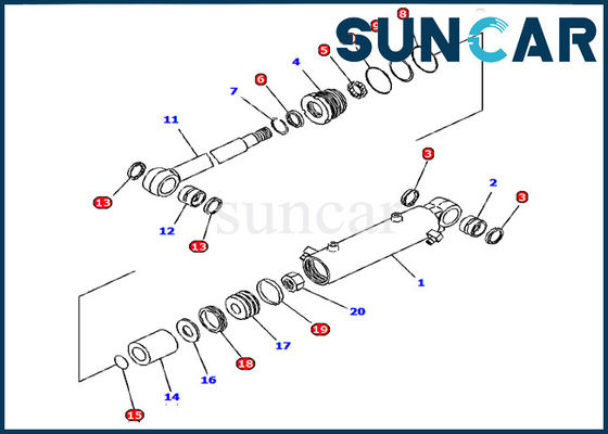 Phoque Kit Komatsu Excavator PC15R-8 de cylindre hydraulique du kit 707-98-12660 de service de cylindre de lame