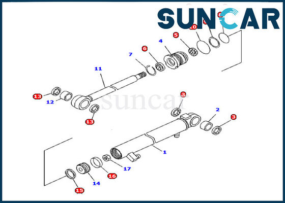 Excavatrice PC15R-8 de kits de joint de cylindre de bras de résistance d'huile du kit 707-98-13960 de service de KOMATSU
