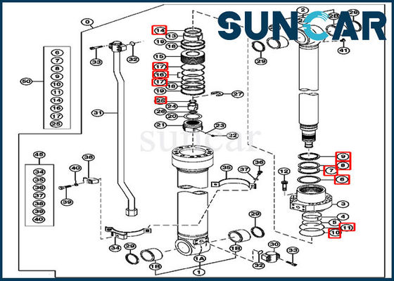 Pièces hydrauliques de Kit For Excavator 2154D 225CLC JOHN DEERE de joint de cylindre du bras AH225135