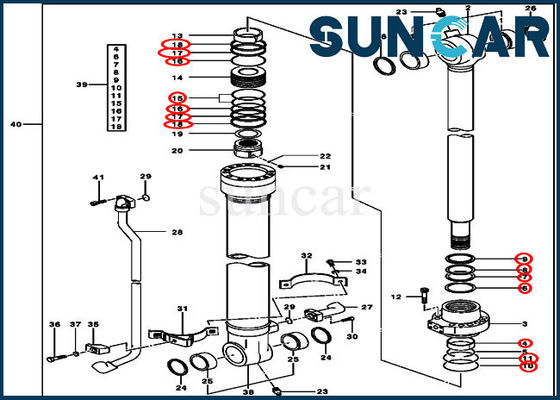 Kit AH173451 de Repir de joint de cylindre de seau pour des modèles de John Deere 2154D 200CLC 225CLC