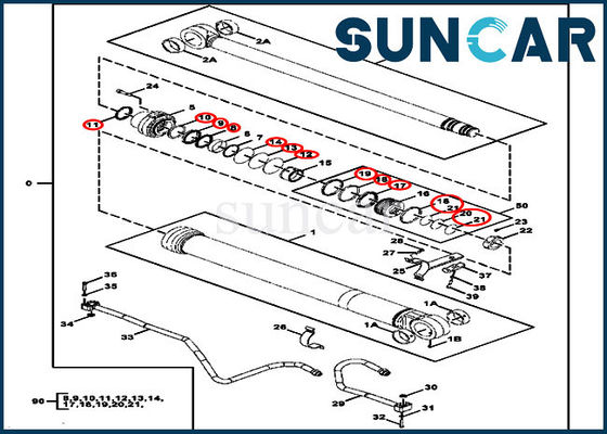 Machines de construction d'Arm Cylinder Seal Kit Fits 300GLC JOHN DEERE de l'excavatrice FYA00006594
