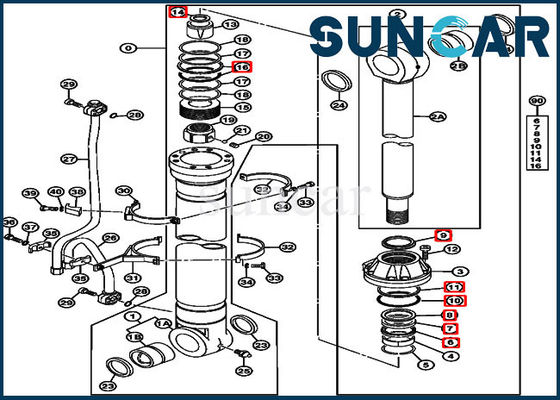Excavatrice Equipment de Kit For 450DLC 470GLC de joint de réparation de cylindre de boom de JOHN DEERE 4653040