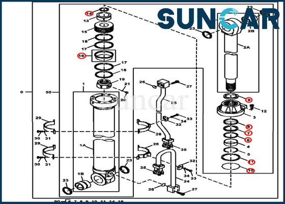 John Deere 4653041 modèles compatibles d'équipement de Kit Hydraulic Service Kit Fits 470GLC de joint de bras