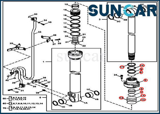 Cylindre hydraulique du boom FXB00002044 scellant des modèles de Kit Fits For John Deere 180GLC 190GW