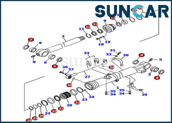 707-99-37150 kit de réparation de machines de Bucket Cylinder Seal Kit Fits Komatsu PC160LC-7E0 d'excavatrice