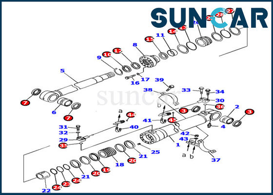 Pièces de réparation intérieures de l'excavatrice PC160LC-7 de KOMATSU d'ajustements du kit 707-99-38720 de joint de cylindre de boom