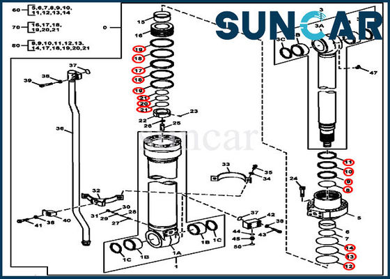 Composants hydrauliques de cylindre du kit 180GLC 190GW de cachetage de bras du kit FYA00012906 de joint de DEERE